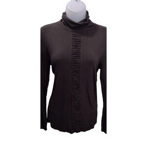 Kenneth Cole Reaction Dark Green Grey Long Sleeve Turtleneck Ruched Small